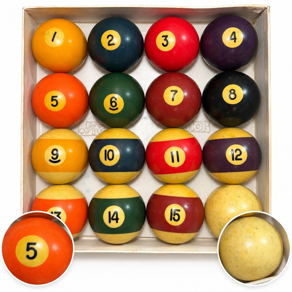 Pro Classic Professional Pool Balls Set 2 1/4" 16 Ball Vintage Billiards Solids